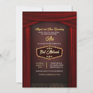 Broadway-thema Bar Mitswa Kaart