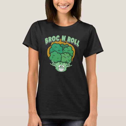 Broc N Roll Vegan Vegetarian Broccoli Vegetable T-shirt (Voorkant)