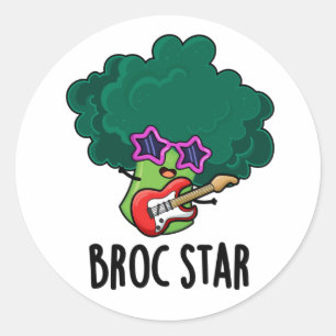 Broc Star Funny Brocolli Rock Star Pun Ronde Sticker