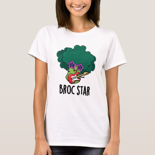 Broc Star Funny Brocolli Rock Star Pun T-shirt (Voorkant)