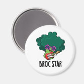 Broc Star Grappige Broccoli Rockster Woordspeling Magneet (Voorkant / Achterkant)