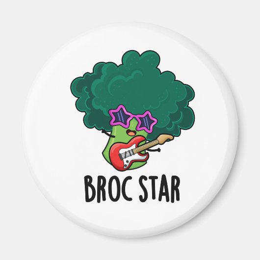 Broc Star Grappige Broccoli Rockster Woordspeling  Magneet (Voorkant)