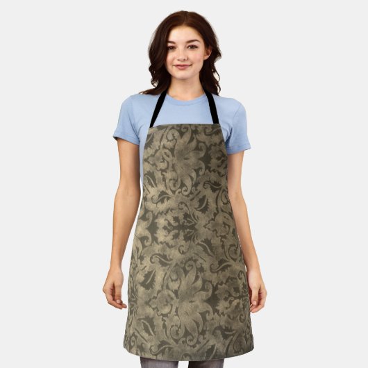  Brocade All-Over Print Apron Schort (Gedragen)