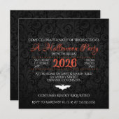 Brocade Bats Halloween Party Invitation Kaart (Voorkant / Achterkant)