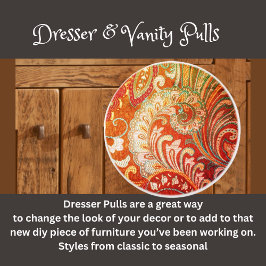 Brocade rood Sinaasappel geel Keramische Knop