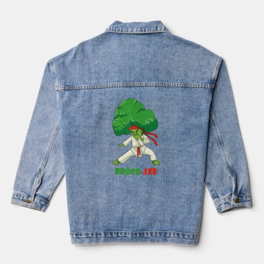 Brocco Lee Fun Vegetarian Karate Broccoli Vegetabl Denim Jacket (Achterkant)