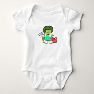 Broccoli als boer met gietkan romper