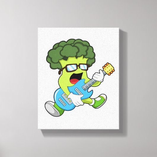 Broccoli als muzikant met gitaar canvas afdruk (Voorkant)