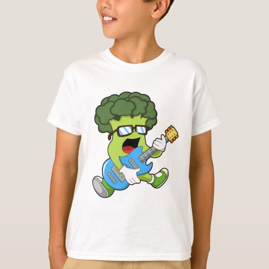 Broccoli als muzikant met gitaar t-shirt (Voorkant)