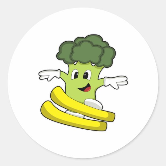 Broccoli as Skier with Ski Ronde Sticker (Voorkant)