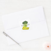 Broccoli as Skier with Ski Vierkante Sticker (Envelop)