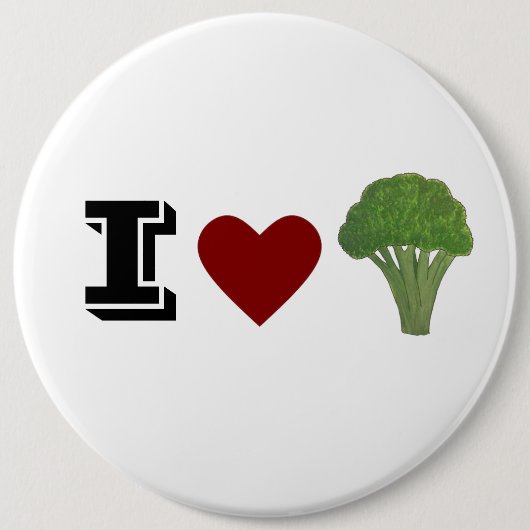 Broccoli badge, broch ronde button 6,0 cm (Voorkant)