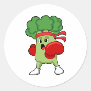 Broccoli bij Boxing met Boxing-handschoenen Ronde Sticker