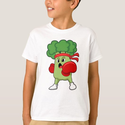 Broccoli bij Boxing met Boxing-handschoenen T-shirt (Voorkant)
