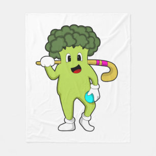 Broccoli bij Hockey met Hockey bat Fleece Deken