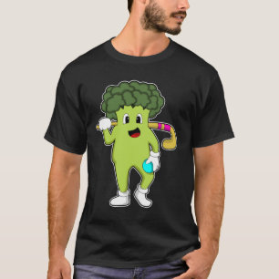 Broccoli bij Hockey met Hockey bat T-shirt