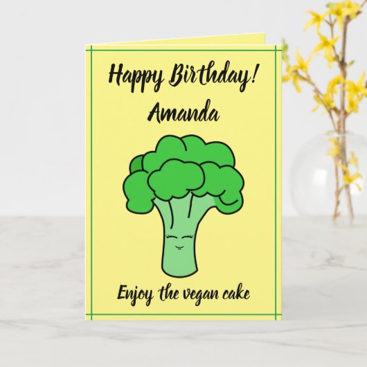 Broccoli Birthday, grappig Kawaii Yellow Vegan Kaart (Gele Bloem)