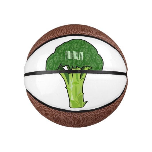 Broccoli cartoon illustratie basketbal (Voorkant)