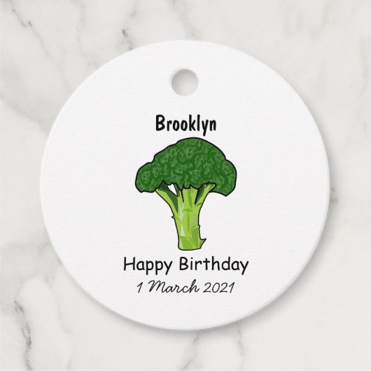 Broccoli cartoon illustratie bedankjes labels (Voorkant)