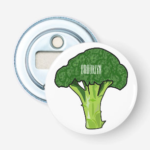 Broccoli cartoon illustratie button flesopener