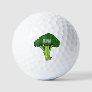 Broccoli cartoon illustratie golfballen