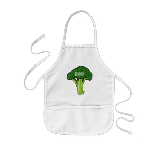 Broccoli cartoon illustratie kinder schort (Voorkant)
