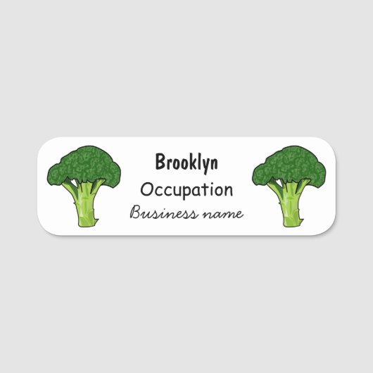 Broccoli cartoon illustratie naamplaatje (Voorkant)
