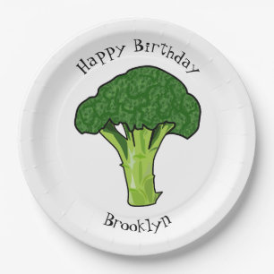 Broccoli cartoon illustratie papieren bordje