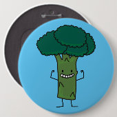 Broccoli die gelukkige boom hoofd groene groente ronde button 6,0 cm (Voorkant /achterkant)