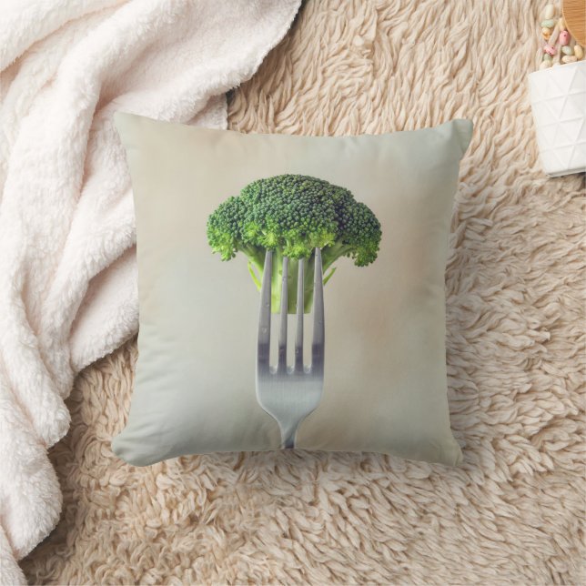 Broccoli Floret On a Fork Kussen (Deken)