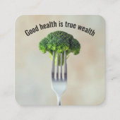 Broccoli Floret On a Fork With Quote Vierkante Visitekaartje (Voorkant)