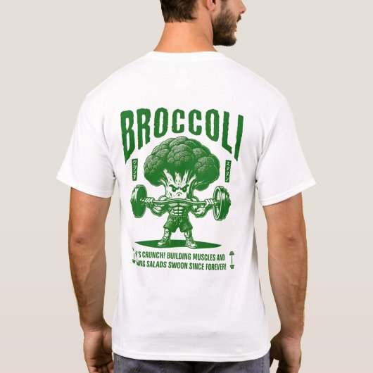 Broccoli Gym Hero Funny Muscle Veggie Design T-shirt (Achterkant)