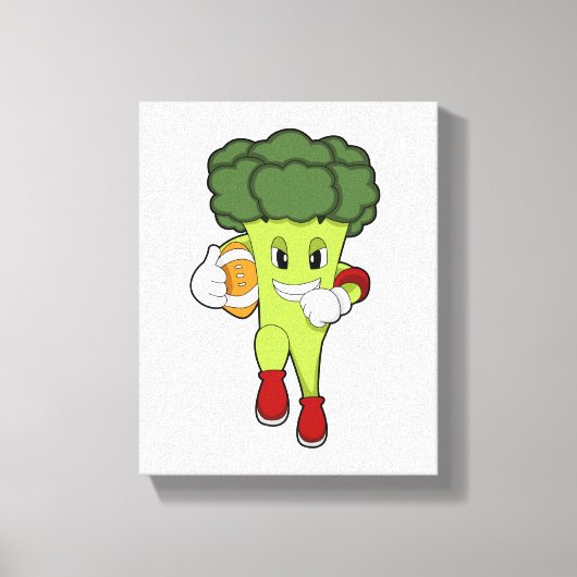 Broccoli op Football Sport Canvas Afdruk (Voorkant)