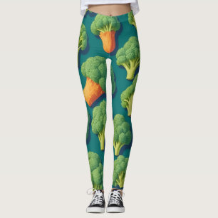 Broccoli Retro Kleurrijk Gepersonaliseerd Patroon Leggings