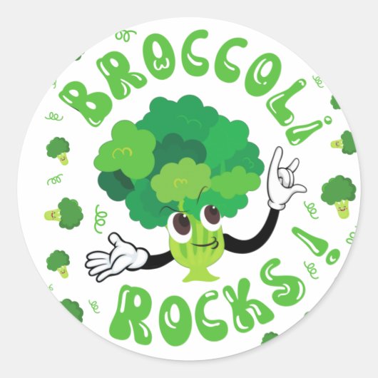Broccoli Rocks - Funny Vegetable Canvas tas Sleute Ronde Sticker (Voorkant)