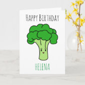 Broccoli Vegan Birthday Kaart (Gele Bloem)