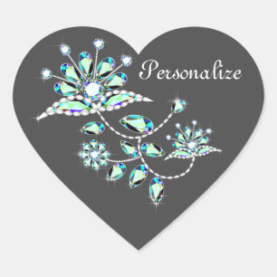  broche bloemenjuweel bloemenschattig grijs blauwg hart sticker