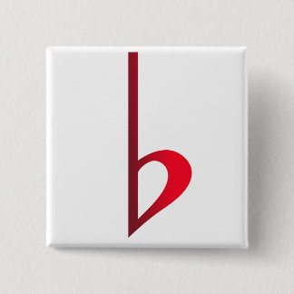 Broche (Botton) Bemol Vermelho Vierkante Button 5,1 Cm