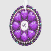 Broche de bijou violet circulaire avec cœur (devant)