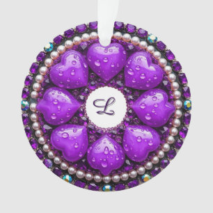 Broche de bijou violet circulaire avec cœur