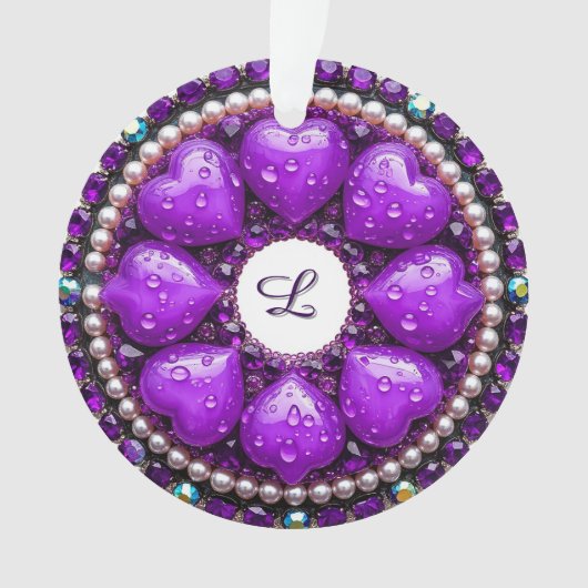 Broche de bijou violet circulaire avec cœur (devant)