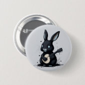 broche rabbi bunny guitar hobby grappig ronde button 5,7 cm (Voorkant /achterkant)