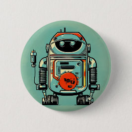 broche  robot oud vuile robot ronde button 5,7 cm