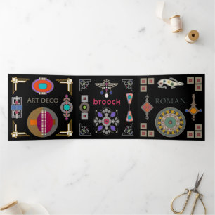 Broche Zwart Achtergrond Trifold Kaart
