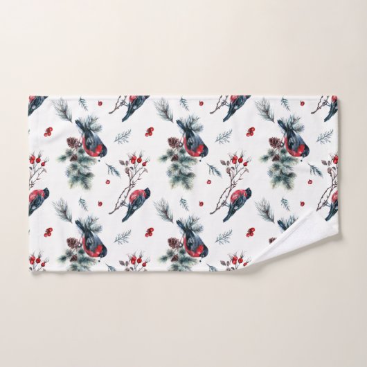 Broches de pins à cônes rustiques Berries Oiseaux  (Serviette à main)