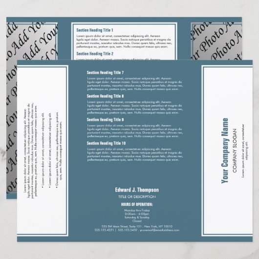 Brochure à bordure simple Cyan blanc (Devant / Derrière)