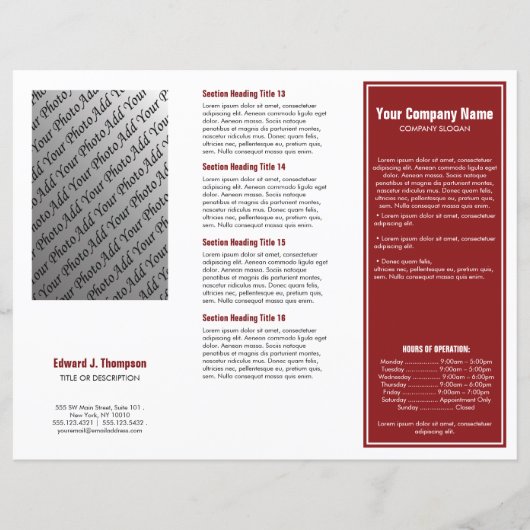 Brochure à bordure simple en blanc rouge (Devant)