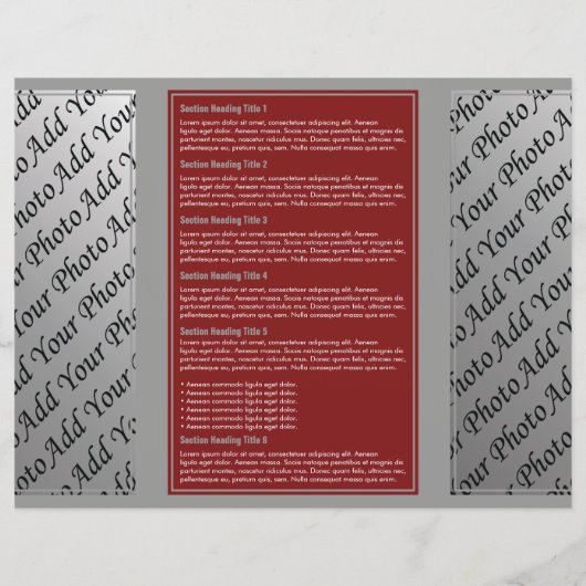 Brochure à bordure simple en gris rouge (Dos)