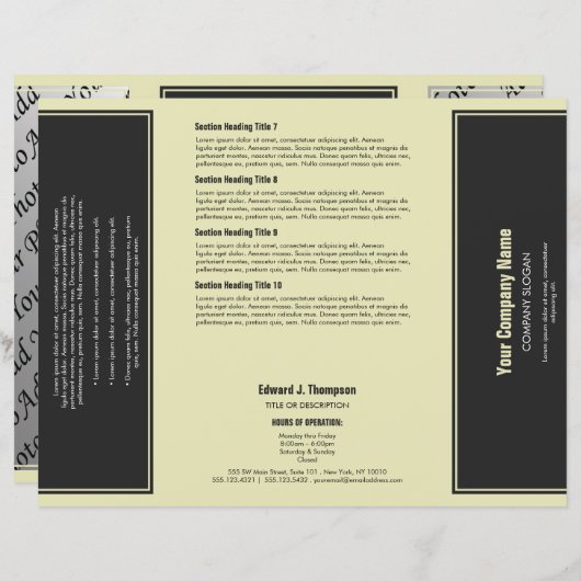 Brochure à bordure simple gris jaune (Devant / Derrière)