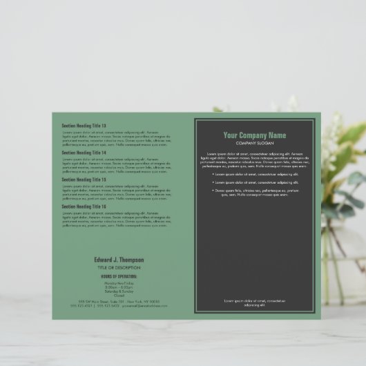 Brochure à bordure simple gris vert (Debout devant)